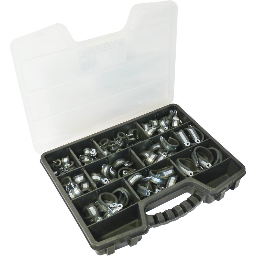 Collier acier zingué 12mm avec protection caoutchouc de 8 à 40mm - coffret de 125 pcs KLIPPER - 26505