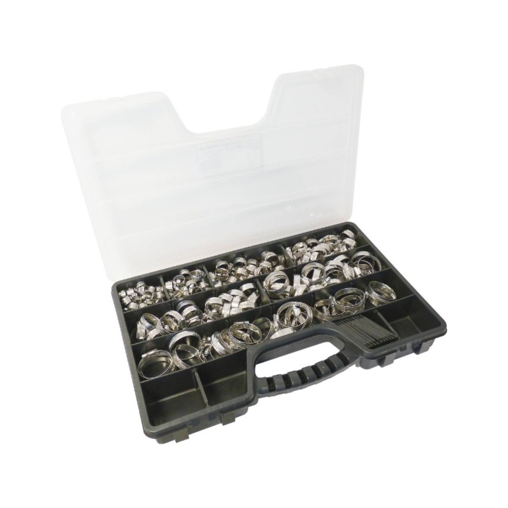Coffret 175 colliers bande pleine 12mm d.8 a 50 acier inox 316 - 26515