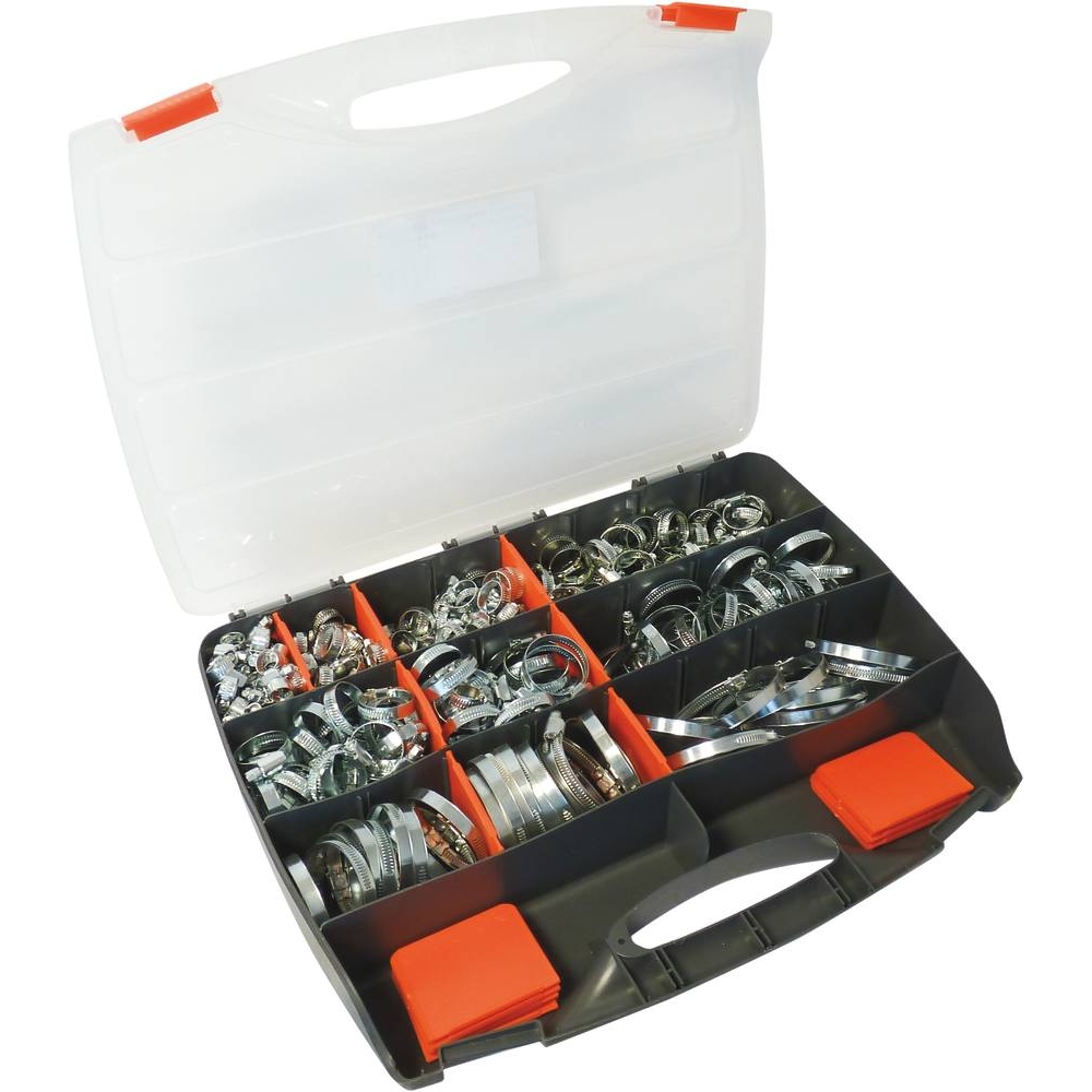 Collier à crémaillère acier zingué 9mm de 8 à 80mm - coffret de 285 pcs KLIPPER - 26525