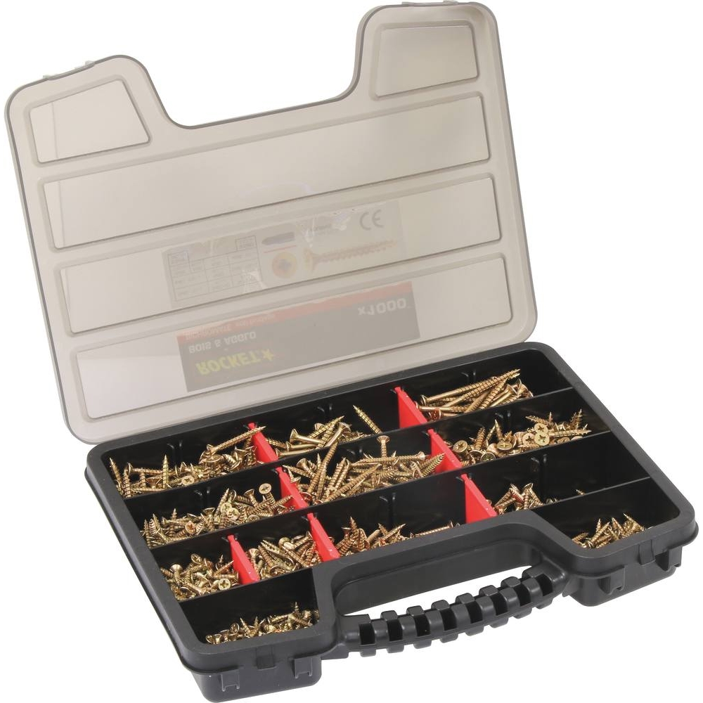 Vis bois tête fraisée de M3,5 à M5 - coffret de 1000 pcs ROCKET - 26530