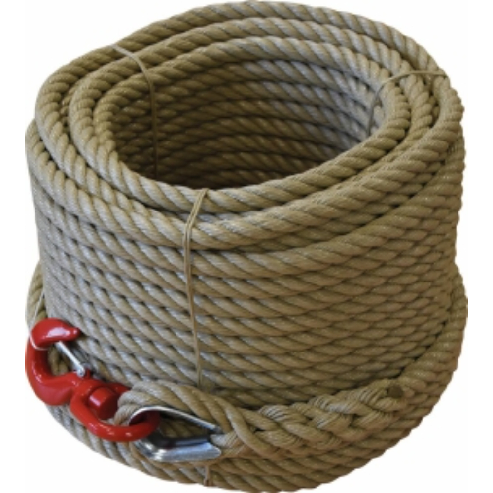 CORDE A POULIE POLYPRO BEIGE 20MM X 40M + CROCHET EMERILLON - Neutre - 27355