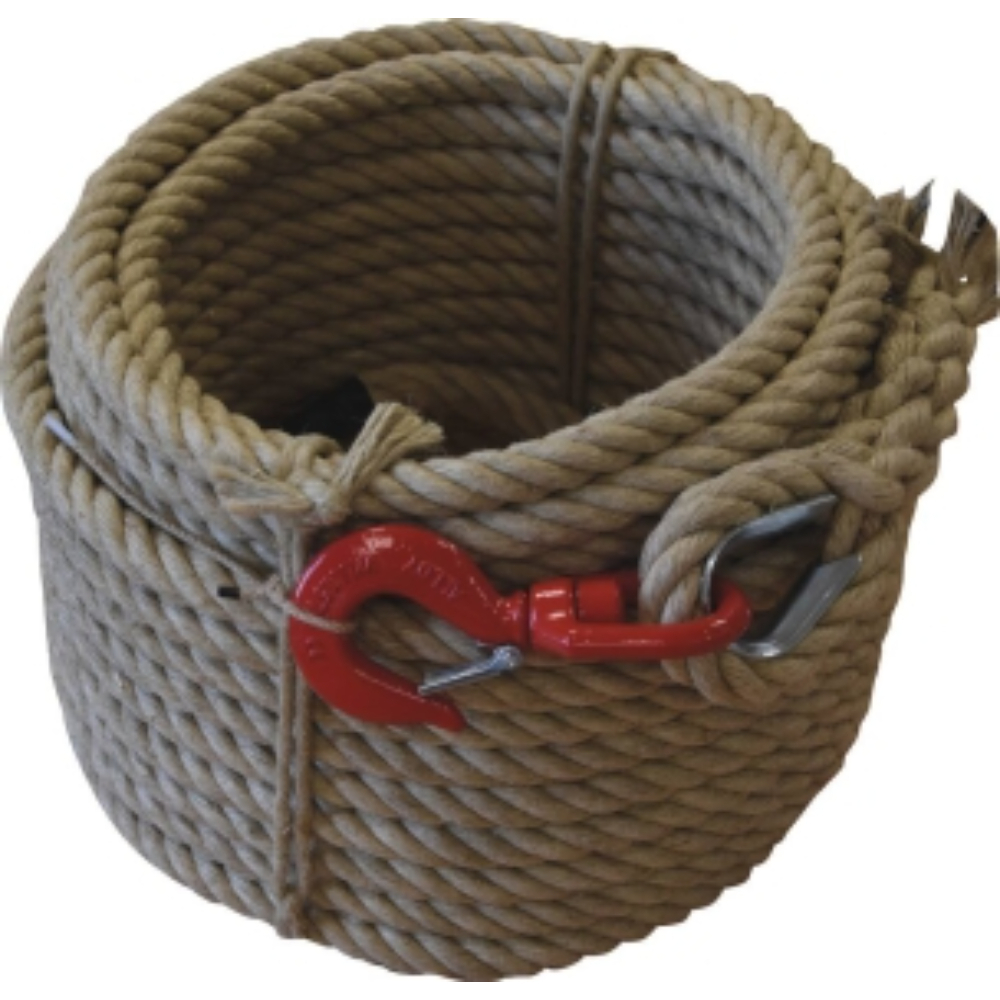 CORDE A POULIE CHANVRE+AMES MIXTES 20/22MM X 40M + CROCHET EMERILLON - Neutre - 27365