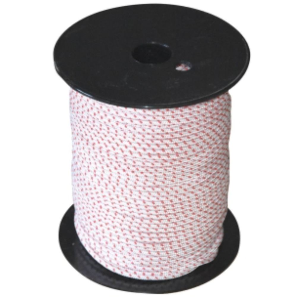 TRESSE POLYAMIDE BLANCHE LISERE ROUGE 3MM X 100M - Neutre - 27370