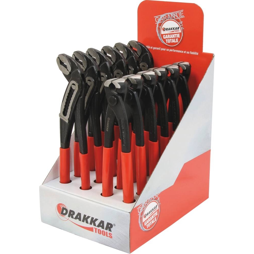 Pince multiprise 250mm et tenaille 220mm - présentoir de 12 pièces - DRAKKAR TOOLS - 28584
