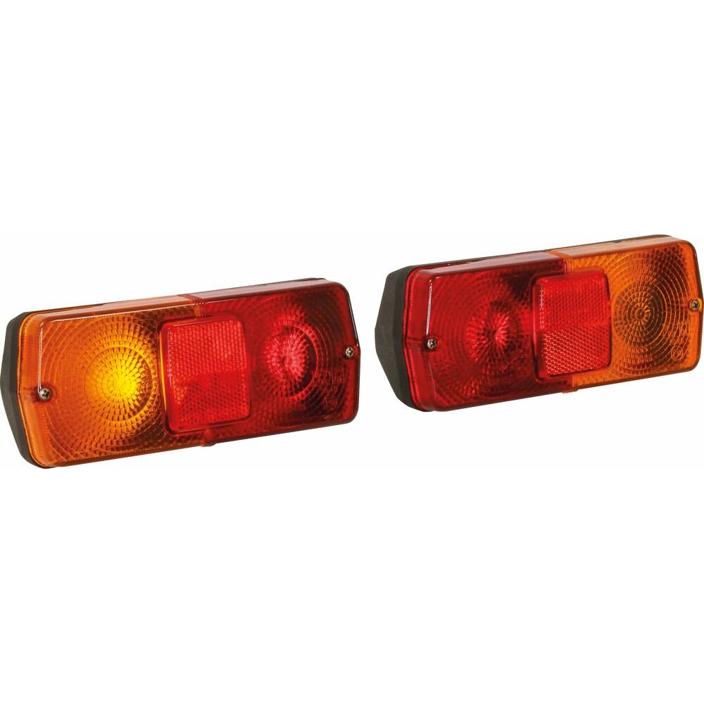 Feu arrière rectangle 12/24V 3 fonctions avec catadioptre fixation inclinée - lot droit + gauche 184x76mm COBO - 28672