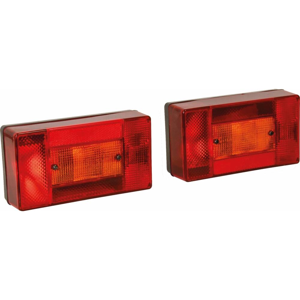 Feu arrière rectangle 12V 5 fonctions 12V avec antibrouillard et catadioptre - lot droit + gauche 188x100mm AJ.BA - 28678