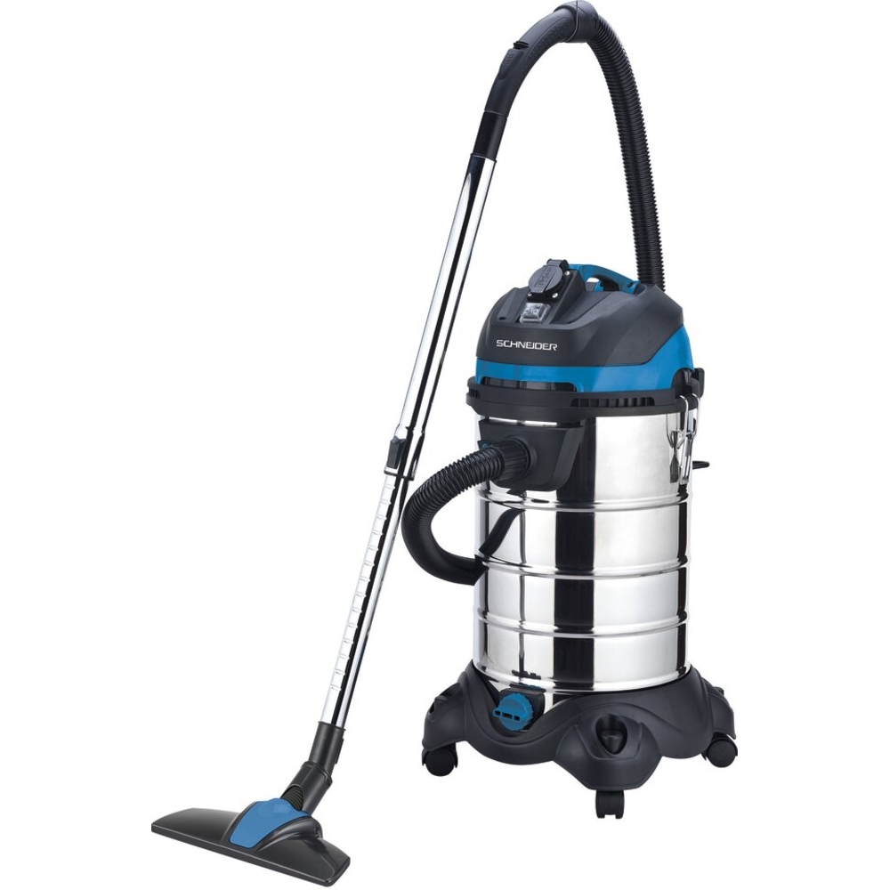 Aspirateur eau et poussière 30L 230V 1200W cuve inox/ prise électroportatif/ décolmatage/ souffleur SCHNEIDER ASPI - 50005