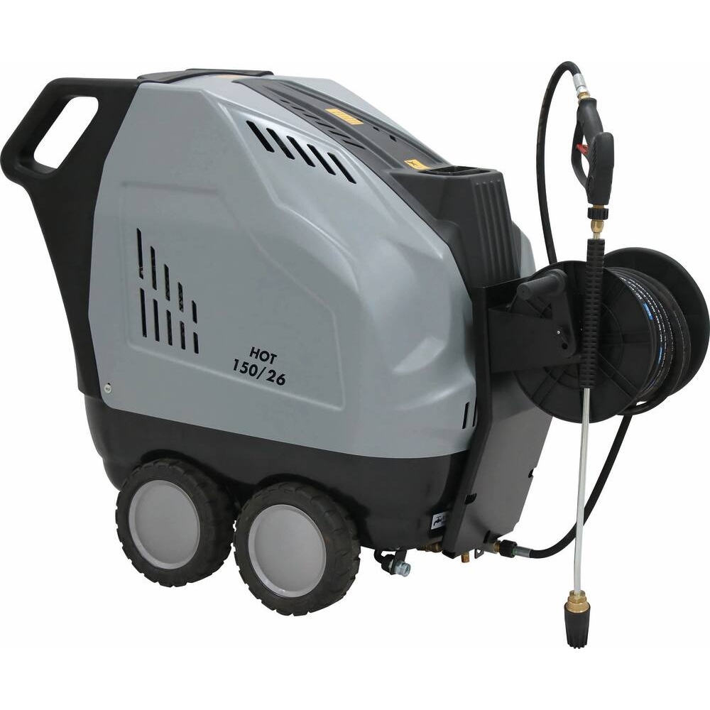 Nettoyeur HP eau chaude tri 26 l/min 150 bar avec flexible 20m et total stop et kit enrouleur SCHNEIDER NHP - 50093