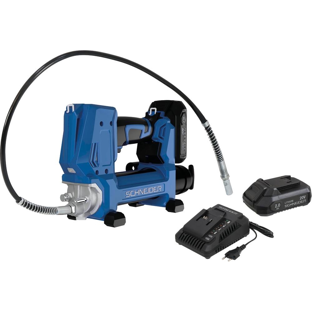 Pompe à graisse 20V 690 bar - 2 batteries Li-ion 2Ah - 1 chargeur 3A - coffret SCHNEIDER ELECTRO - 50455