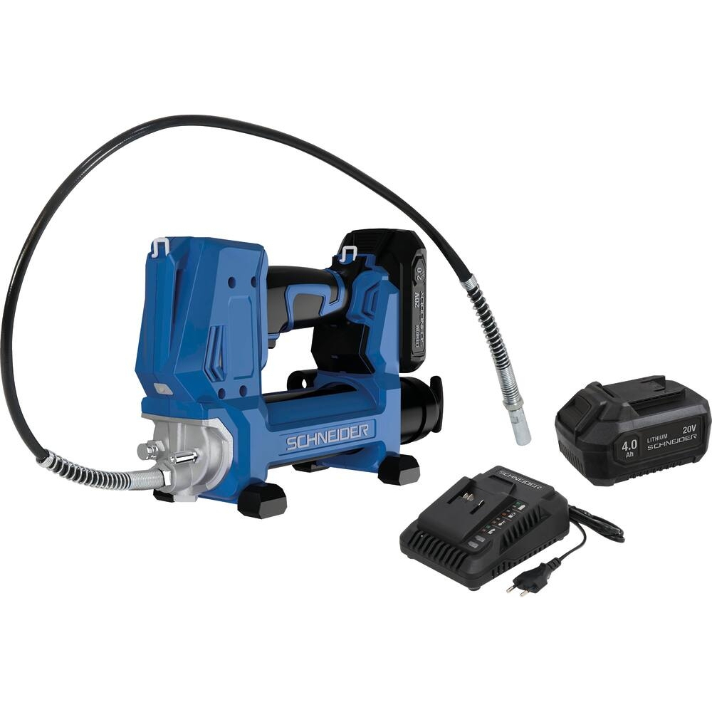 POMPE A GRAISSE 20V 690 BARS AVEC 1 BAT 2AH + 1 BAT 4AH + CHARGEUR - SCHNEIDER ELECTRO - 50460