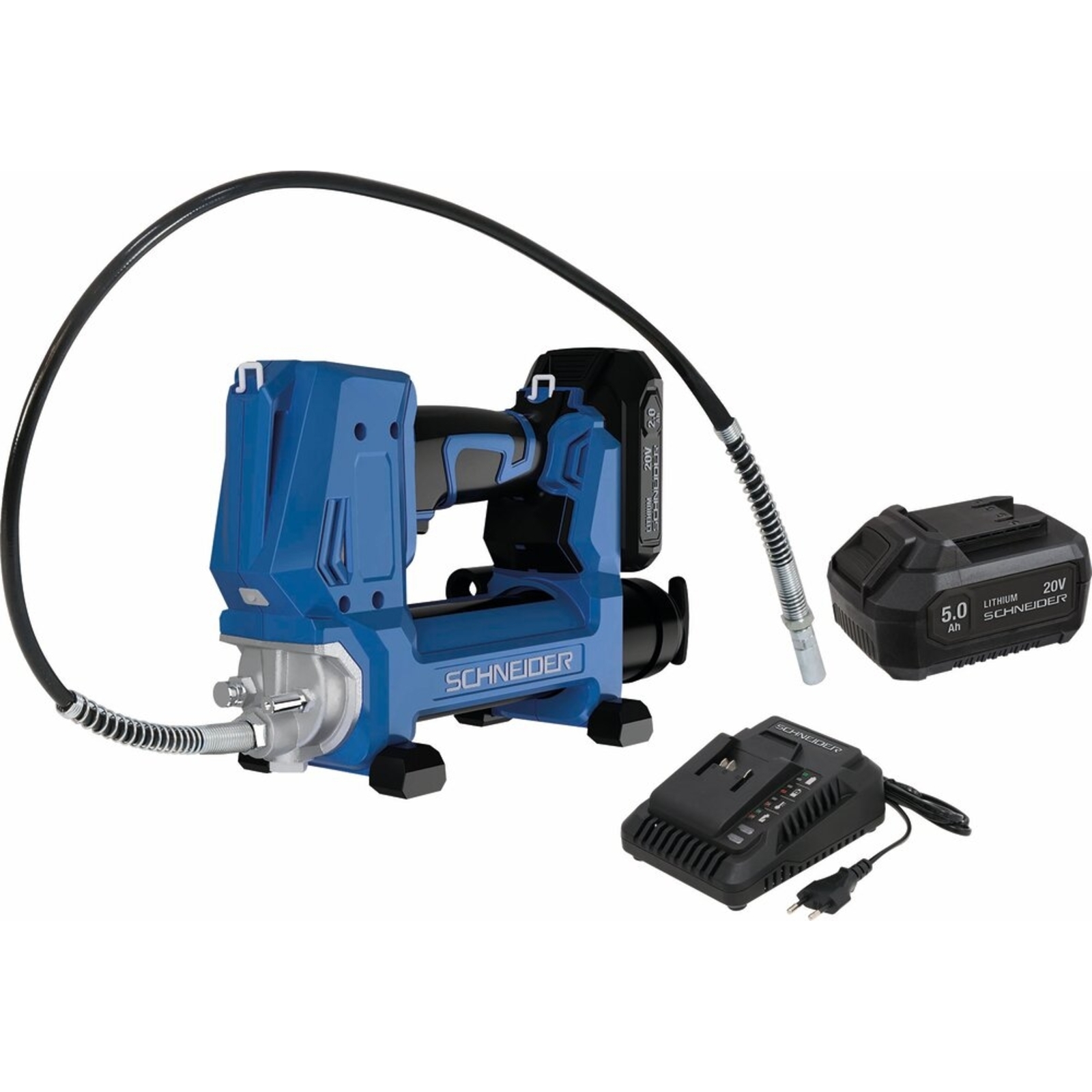 Pompe à graisse 20V 690 bar - 2 batteries Li-ion 2Ah et 5Ah - 1 chargeur 3A - coffret SCHNEIDER ELECTRO - 50462