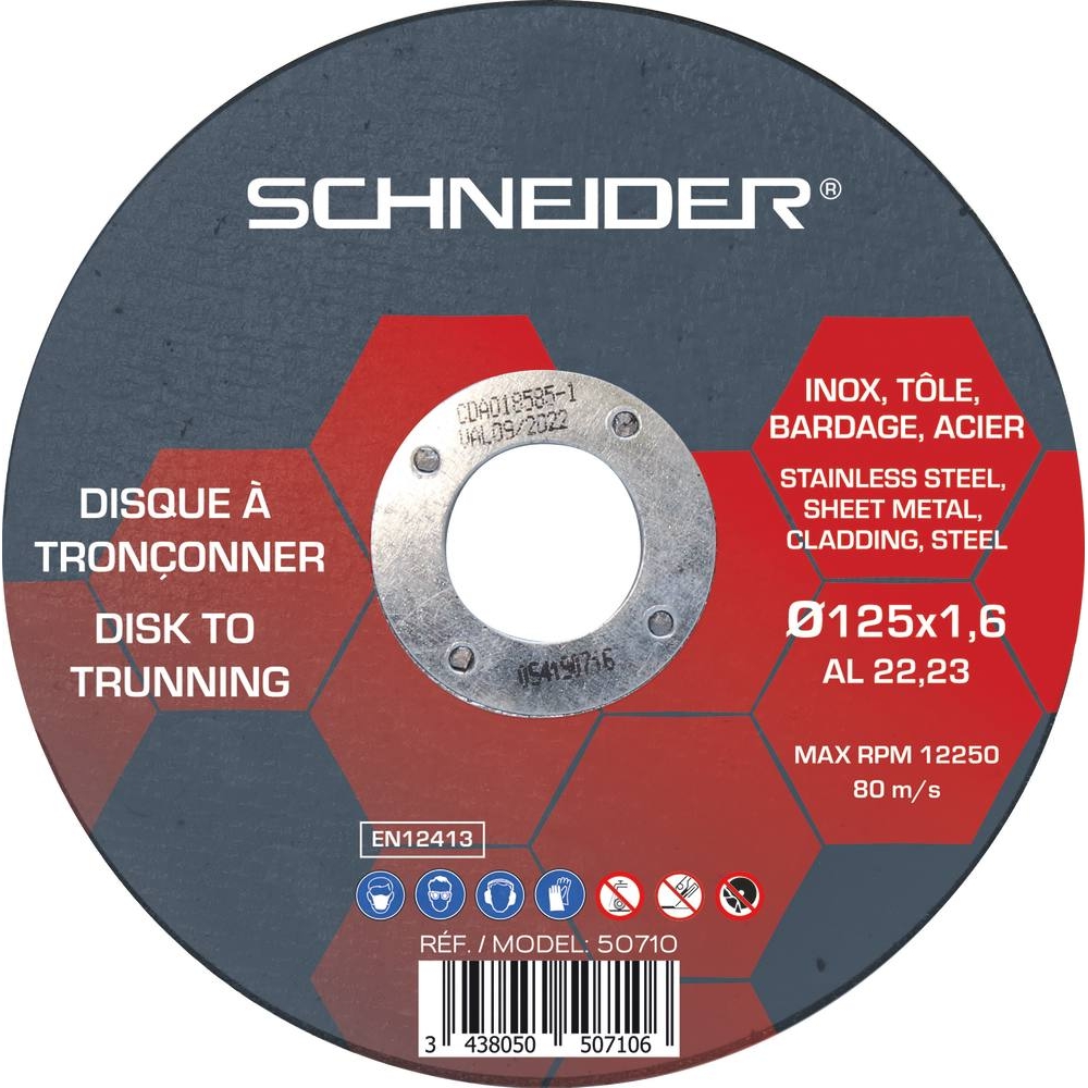 Disque à tronçonner acier/inox 125x1,6x22 - lot de 25 pcs SCHNEIDER ELECTRO - 50710