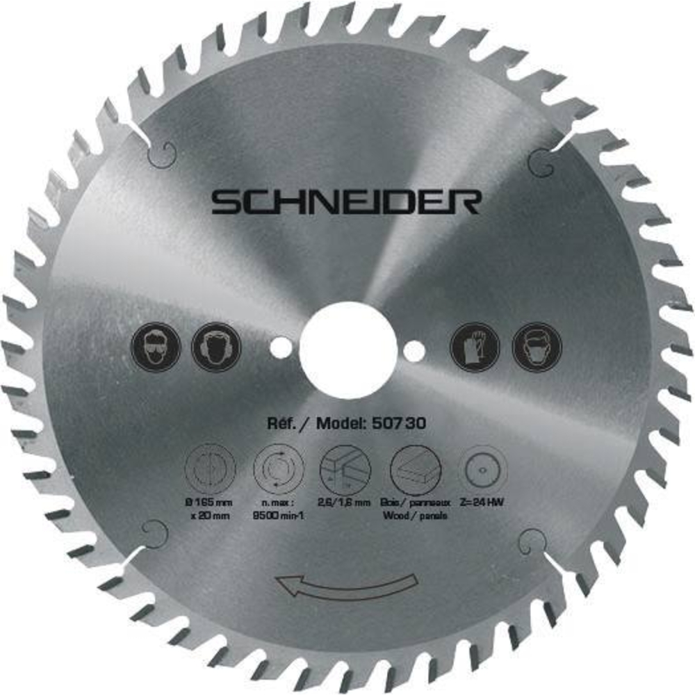 Lame de scie circulaire 165x20mm 24 dents SCHNEIDER ELECTRO - 50730