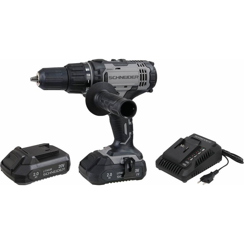 Perceuse visseuse à percussion avec poignée 20V 50Nm - 2 batteries 2Ah - 1 chargeur 3A - coffret SCHNEIDER ELECTRO - 50818