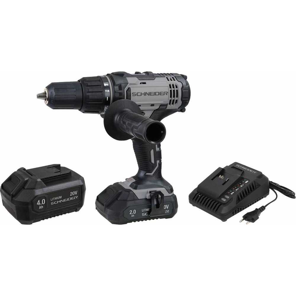 Perceuse visseuse à percussion avec poignée 20V 50Nm - 2 batteries 2Ah et 4Ah - 1 chargeur 3A - coffret SCHNEIDER ELECTRO - 50819