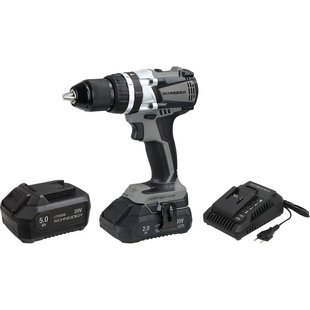 Perceuse visseuse à percussion brushless 20V 60Nm 2 batteries 2Ah et 5Ah Li-ion - mallette SCHNEIDER ELECTRO - 50828