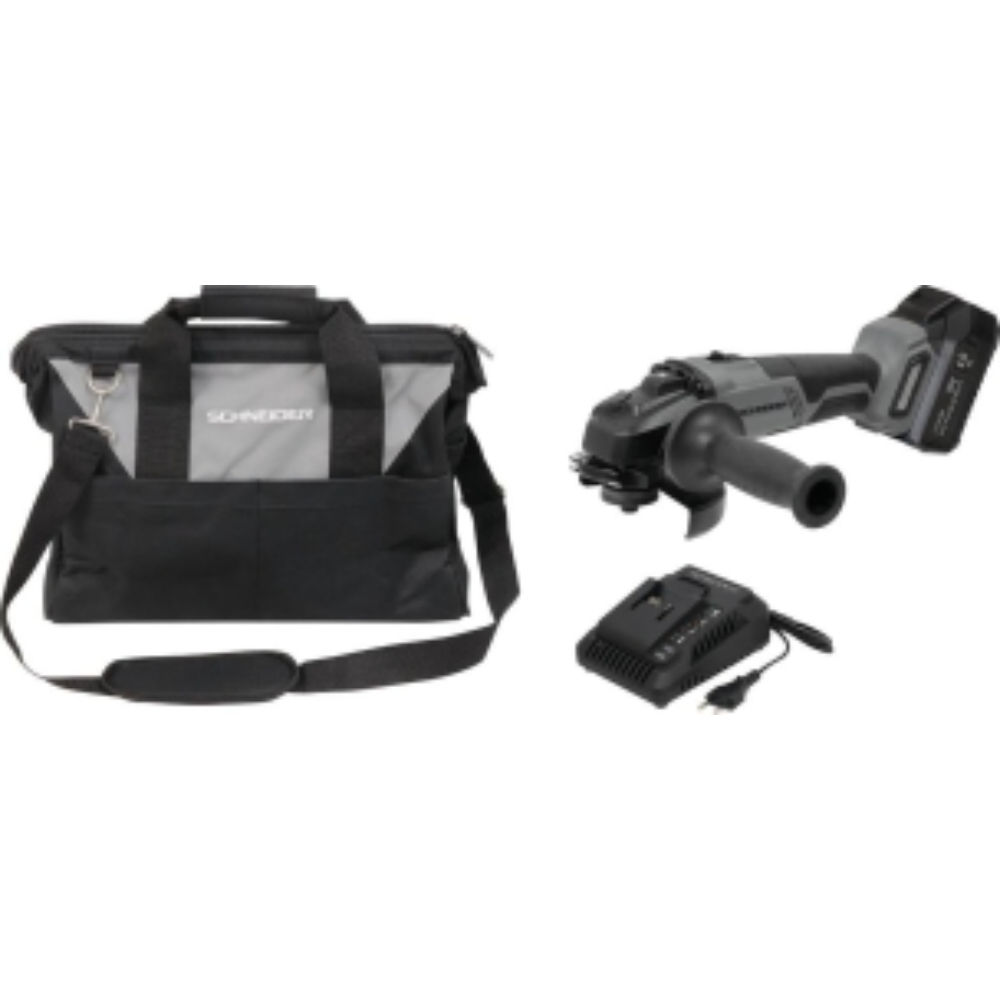 MEULEUSE D'ANGLE 125MM 20V + BATTERIE 4AH + CHARGEUR + SAC DE RANGEMENT - SCHNEIDER ELECTRO - 50885