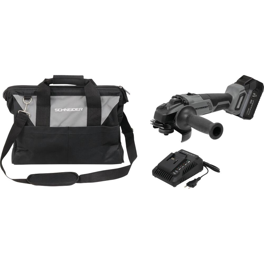 MEULEUSE D'ANGLE 125MM 20V + BATTERIE 5AH + CHARGEUR + SAC DE RANGEMENT - SCHNEIDER ELECTRO - 50887