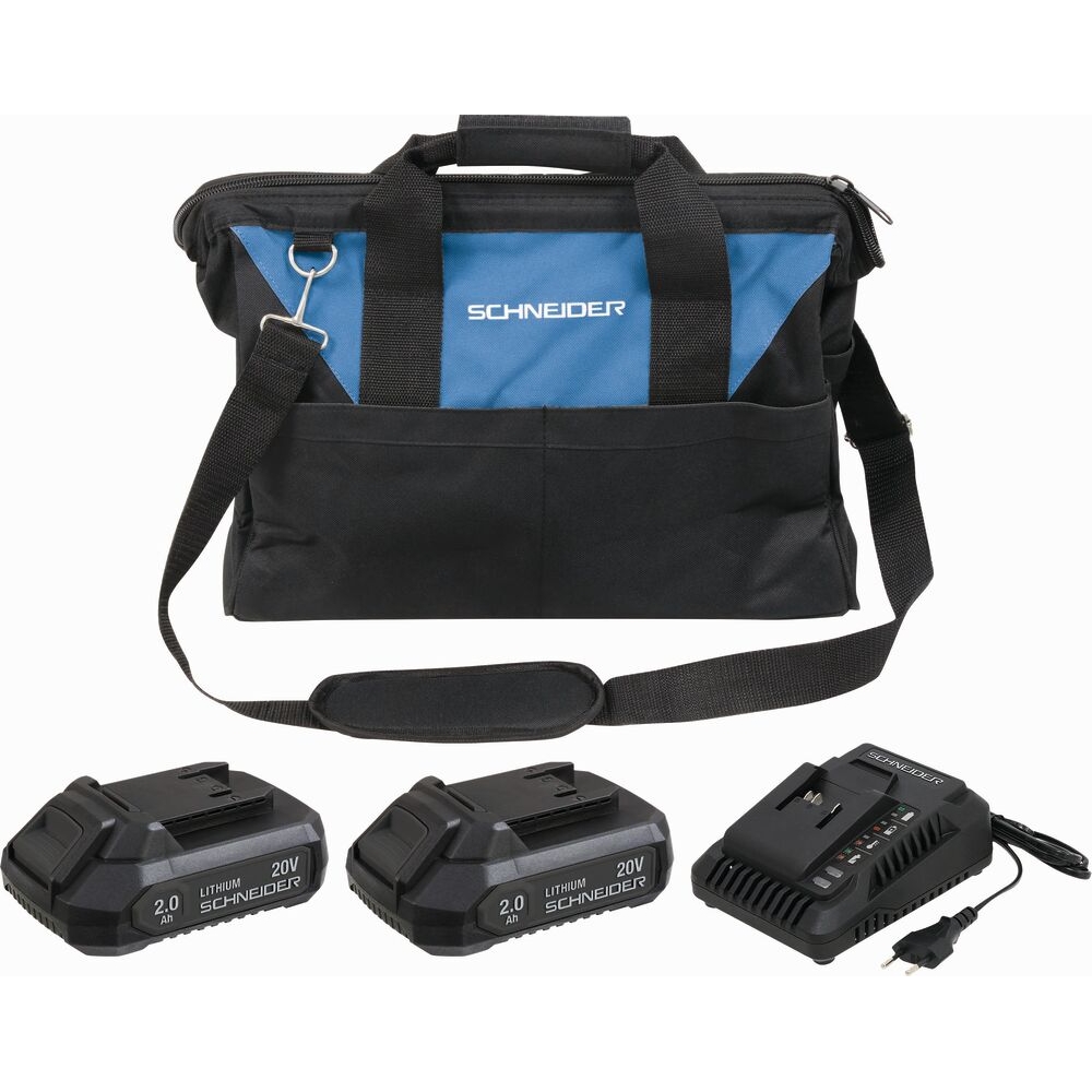Pack 20V 2 batteries Li-ion 2Ah/chargeur 3A - sac de transport SCHNEIDER ELECTRO - 50909