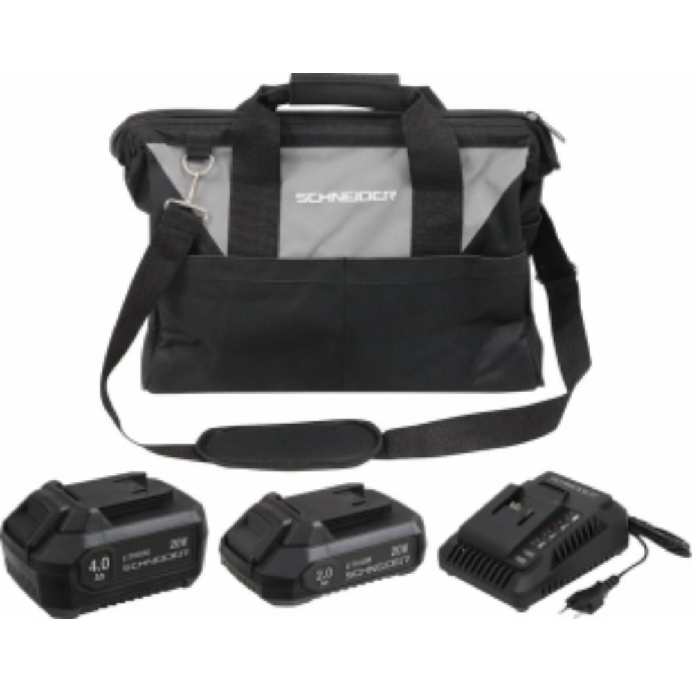 PACK 1 BATTERIE 2AH + 1 BATTERIE 4AH + CHARGEUR + SAC DE RANGEMENT - SCHNEIDER ELECTRO - 50911