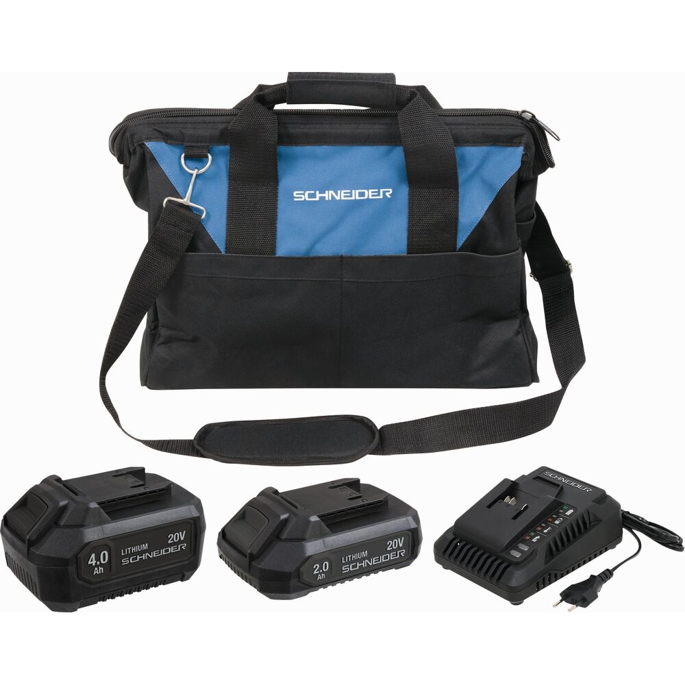 Pack 20V 2 batteries Li-ion 2Ah+4Ah - chargeur 3A - sac de transport SCHNEIDER ELECTRO - 50911