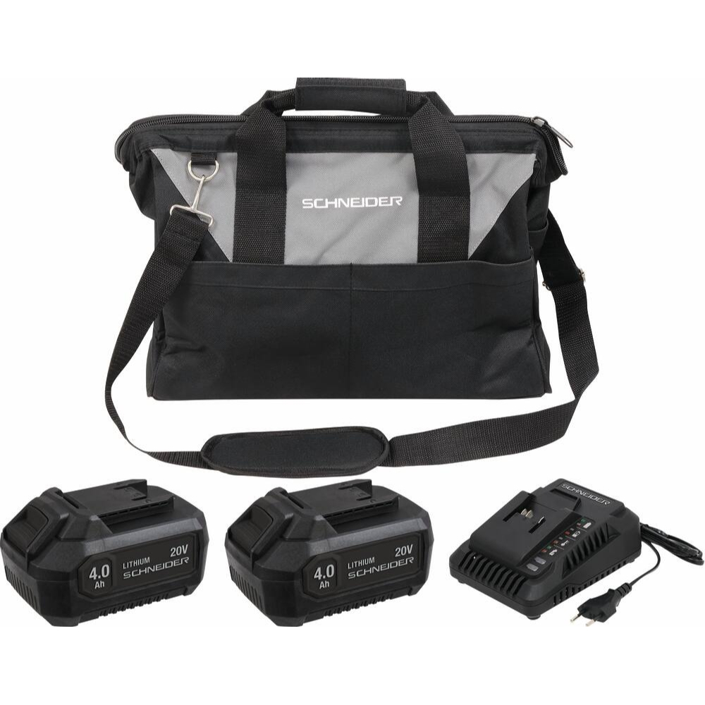 PACK 2 BATTERIES 4 AH + CHARGEUR + SAC DE RANGEMENT - SCHNEIDER ELECTRO - 50915