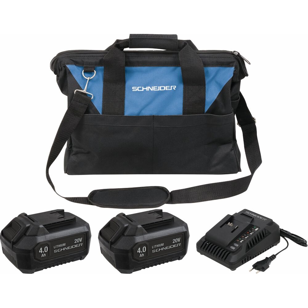 Pack 20V 2 batteries Li-ion 4Ah/chargeur 3A - sac de transport SCHNEIDER ELECTRO - 50915