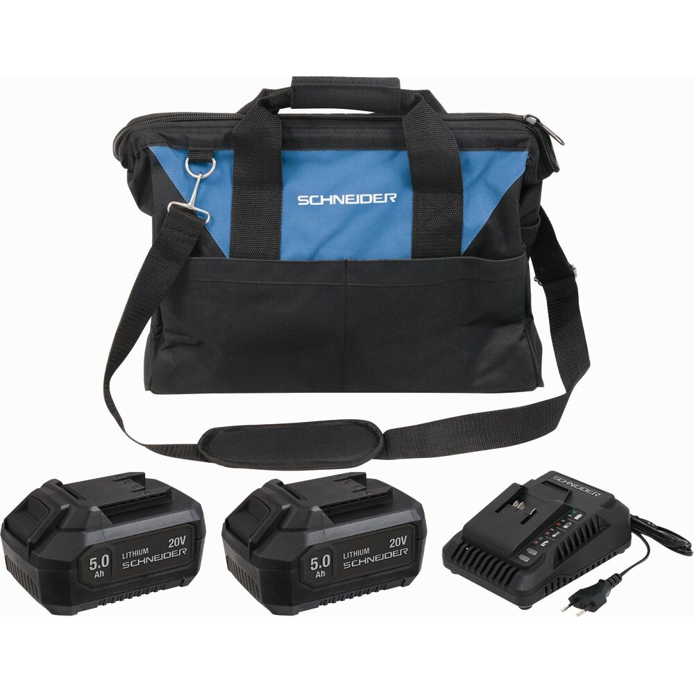 Pack 20V 2 batteries Li-ion 5Ah/chargeur 3A - sac de transport SCHNEIDER ELECTRO - 50919