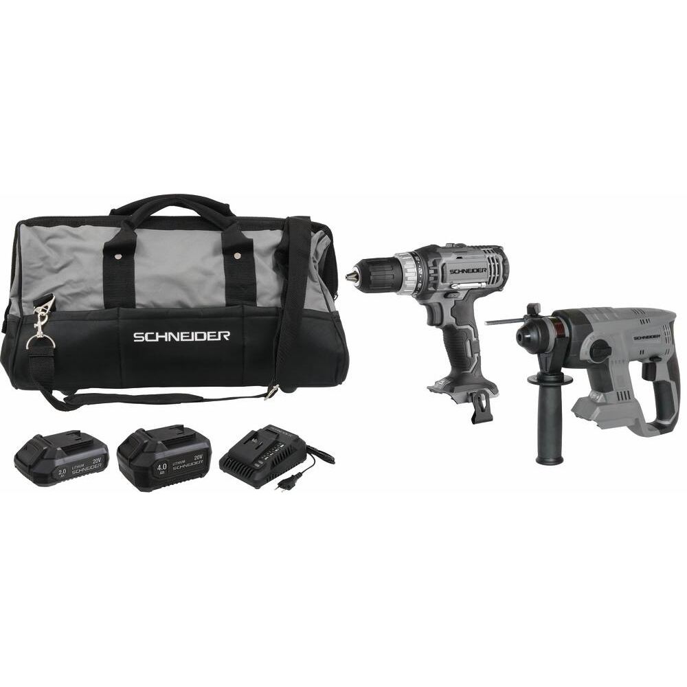 Pack 20V perceuse 35Nm/perforateur 2,2J/2 batteries Li-ion 4Ah et 2Ah - sac de transport SCHNEIDER ELECTRO - 50926