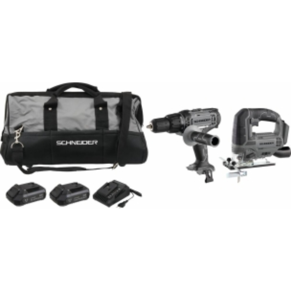 PACK PERCEUSE PERCU 50+SCIE SAUTEUSE+GRAND SAC+CHARGEUR + 2 BATTERIES 2AH - SCHNEIDER ELECTRO - 50928