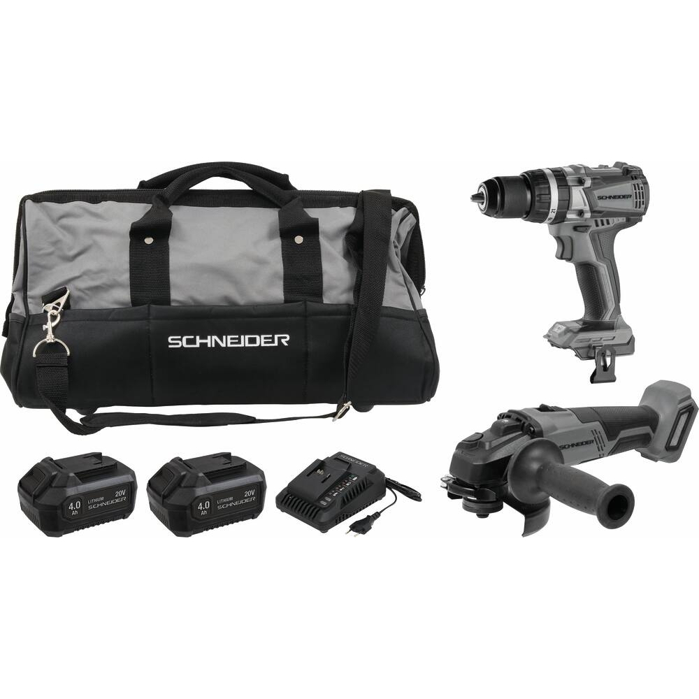 PACK MEULEUSE 125+PERCEUSE PERCU 60+GRAND SAC +CHARGEUR+2 BATTERIES 4AH - SCHNEIDER ELECTRO - 50930