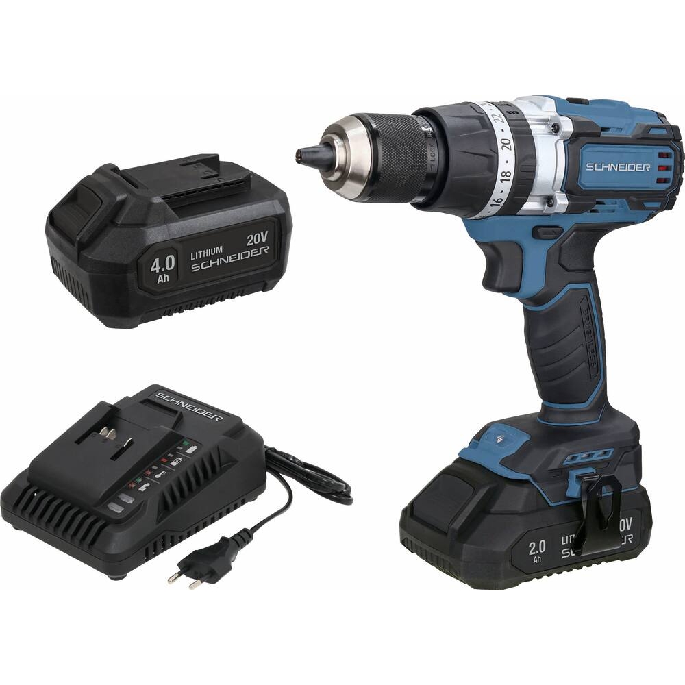 Perceuse visseuse 20V 65Nm - 2 batteries Li-ion 4Ah et 2Ah - mallette SCHNEIDER ELECTRO - 50953