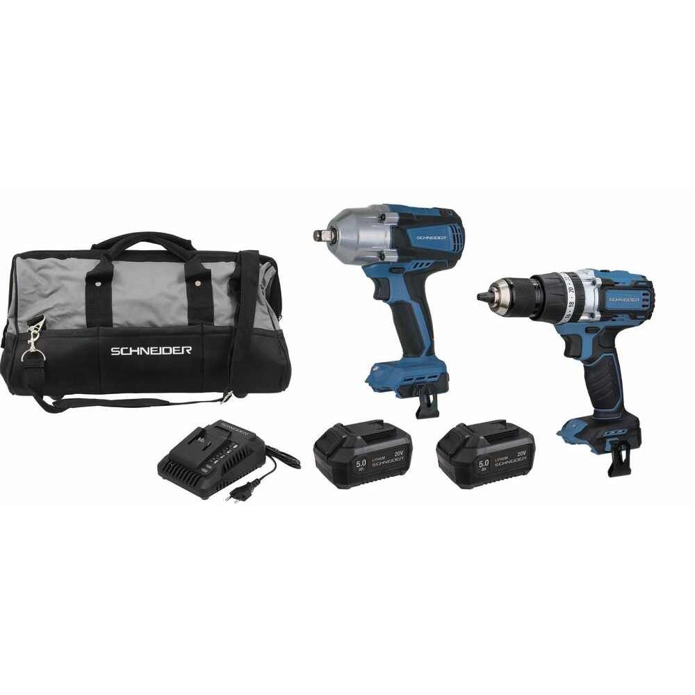 PACK VISSEUSE 65NM + CLE A CHOC 610/800NM + 2 BATT 5AH + CHARGEUR + GRAND SAC - SCHNEIDER ELECTRO - 50993