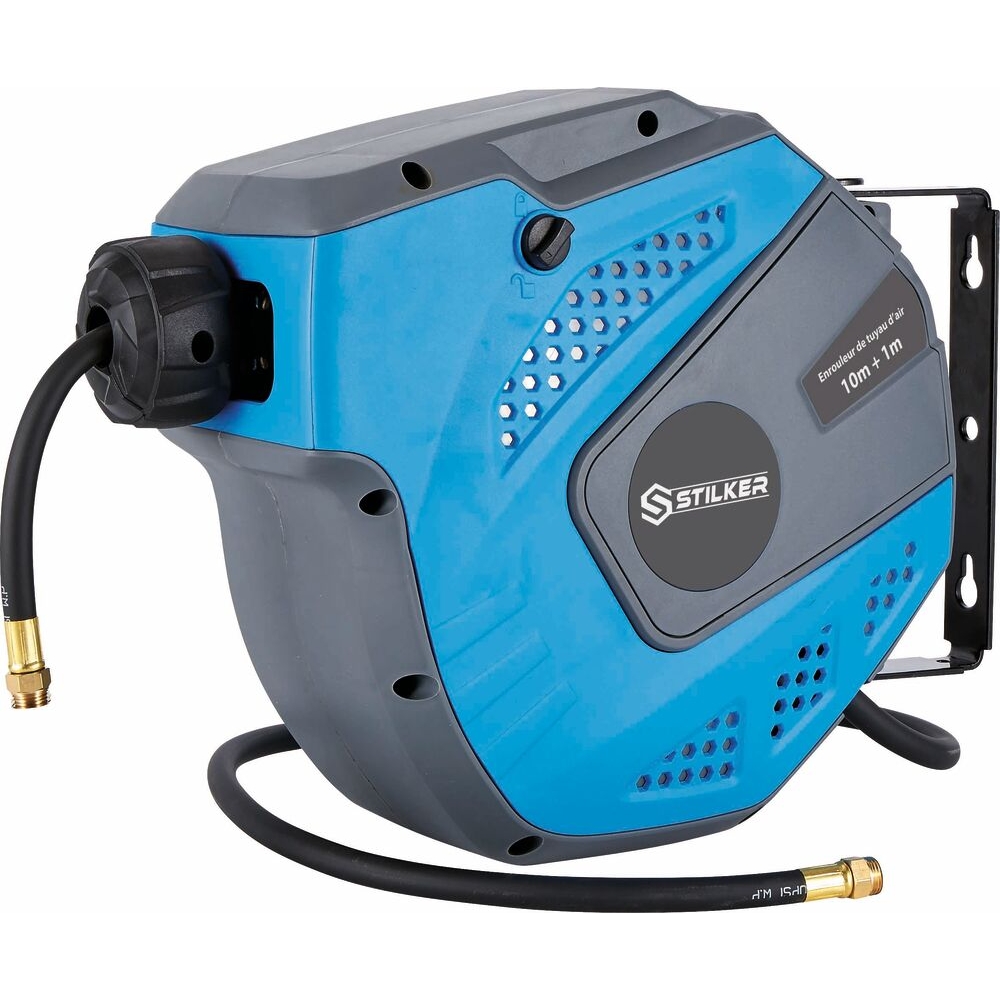 Enrouleur automatique orientable de tuyau d'air hybride 8 bar 8x12mm 10+1m STILKER - 51307