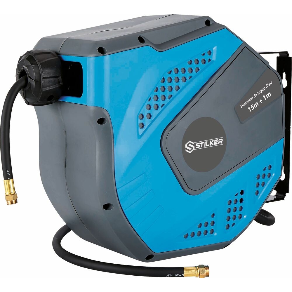 Enrouleur automatique orientable de tuyau d'air hybride 8 bar 8x12mm 15+1m STILKER - 51314