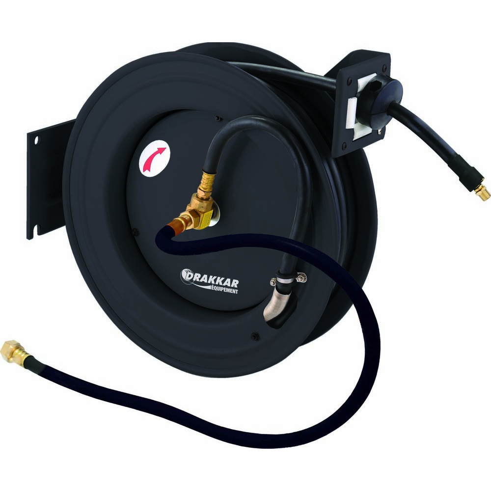 Enrouleur automatique métallique de tuyau d'air 15m+1m 20 bar 10x15mm DRAKKAR - 51316