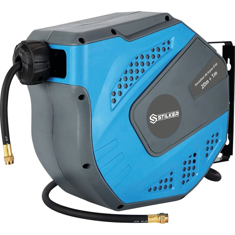 Enrouleur automatique orientable de tuyau d'air hybride 8 bar 8x12mm 20+1m STILKER - 51322
