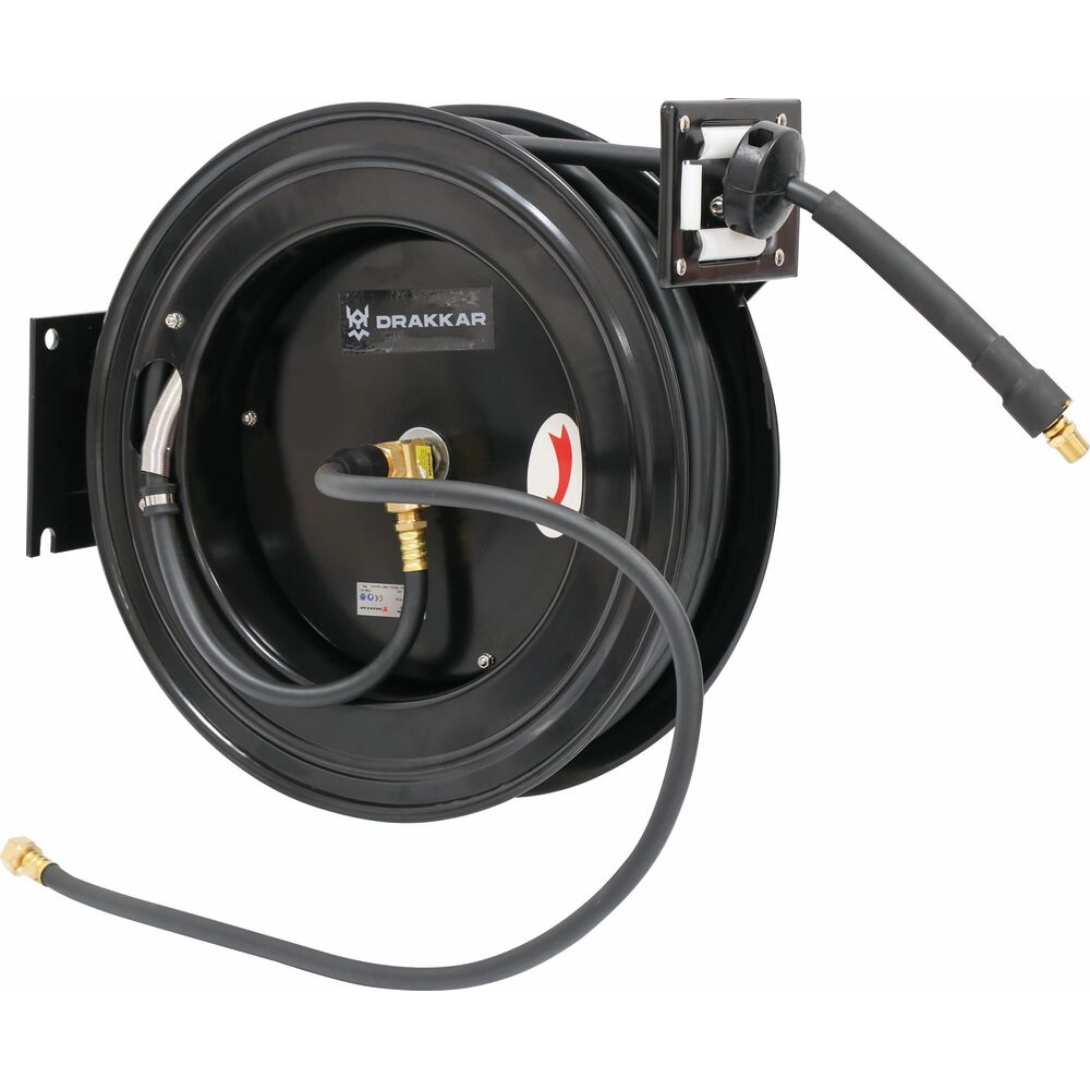 Enrouleur automatique métallique de tuyau d'air 20m+1m 20 bar 10x15mm DRAKKAR - 51324