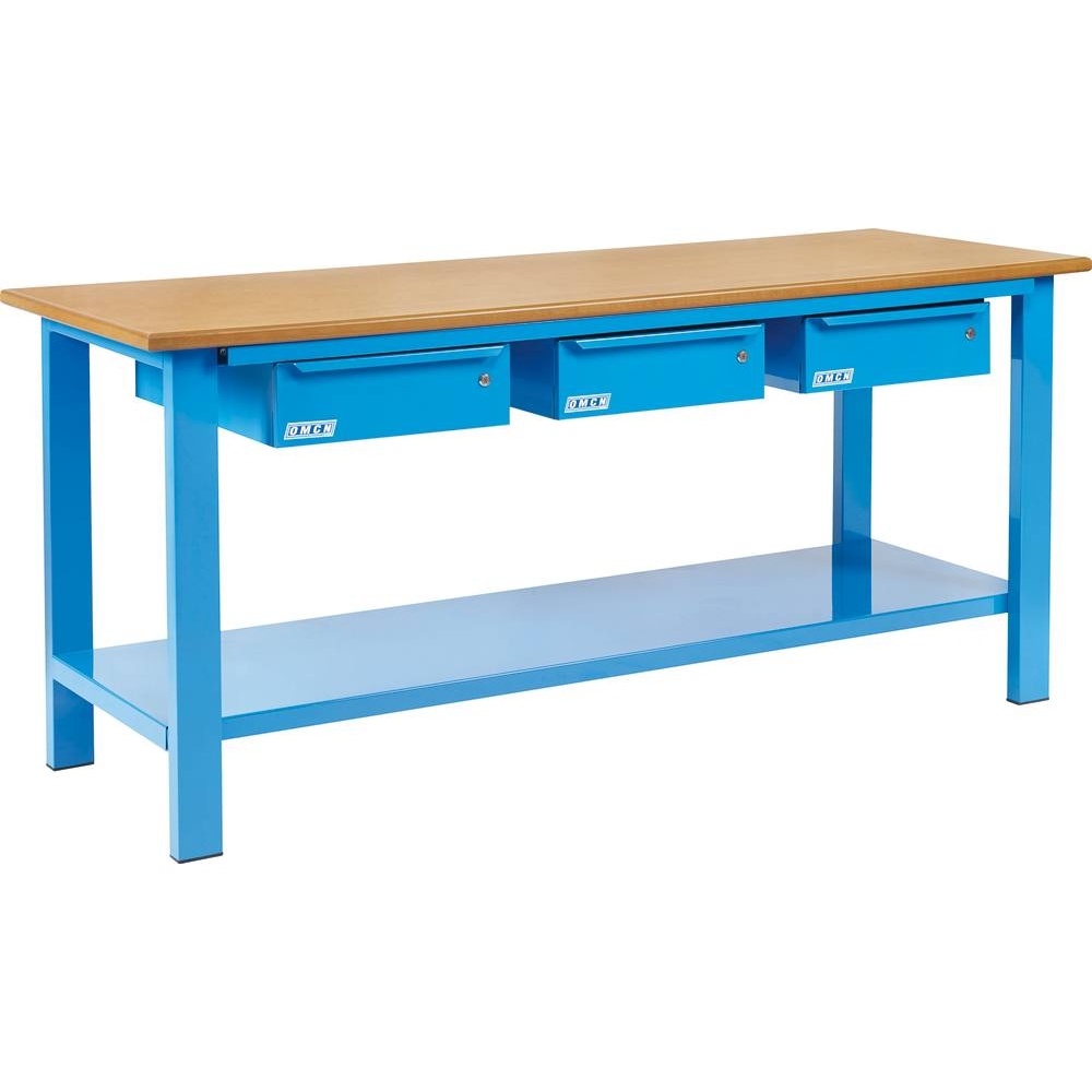 Etabli plateau bois avec 3 tiroirs 2000x700mm 400kg OMCN - 53160