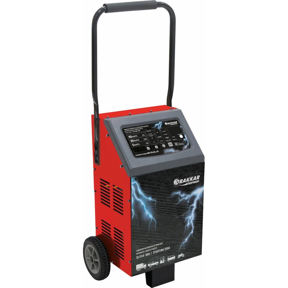 Chargeur démarreur automatique sur roues 12/24V 60A - Starting 250A DRAKKAR - 54250
