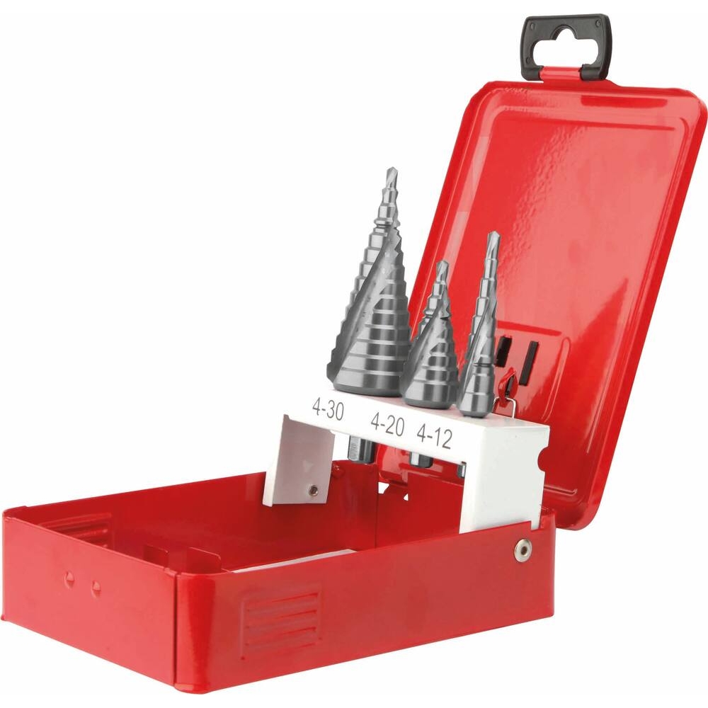 Coffret métal de 3 forets étagés HSS 5% cobalt Ø4 à 12mm - Ø4 à 20mm - Ø4 à 30mm DIAGER - 55573