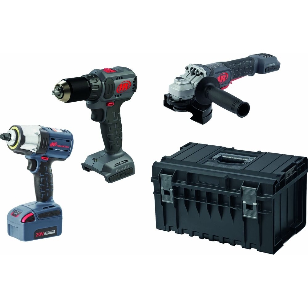 Pack 20V perceuse 50Nm-meuleuse 125mm-clé à chocs brushless 1/2