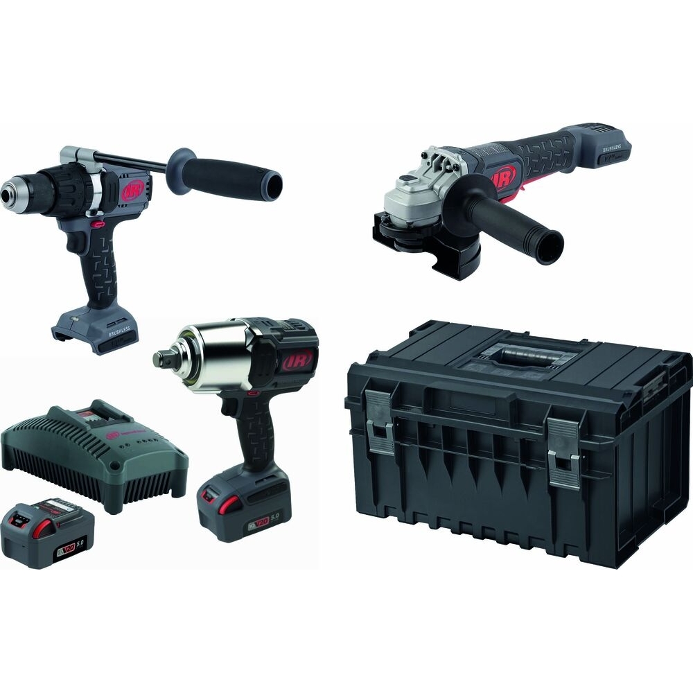 Pack 20V perceuse 125Nm-meuleuse 125mm-clé à chocs brushless 3/4