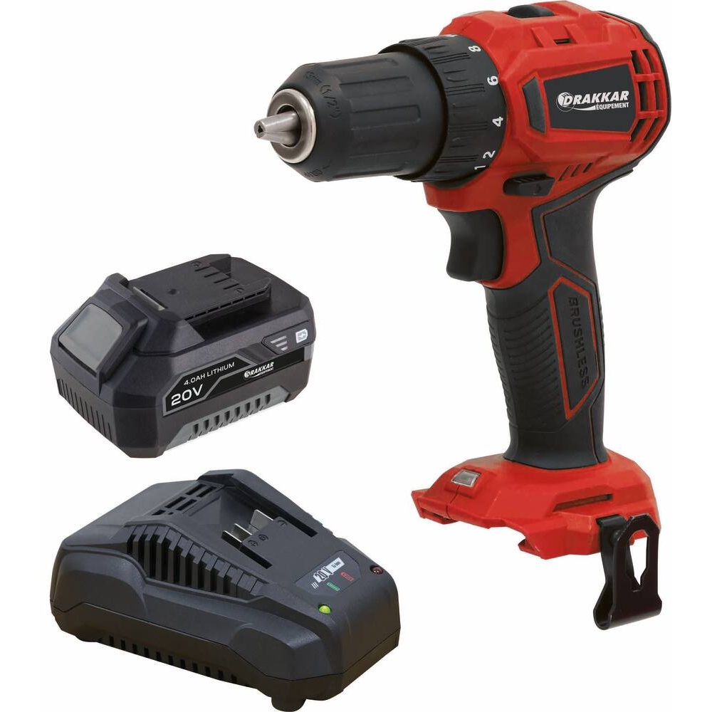 Perceuse visseuse brushless 20V 40Nm 1 batterie 4Ah Li-ion - mallette DRAKKAR - 55884