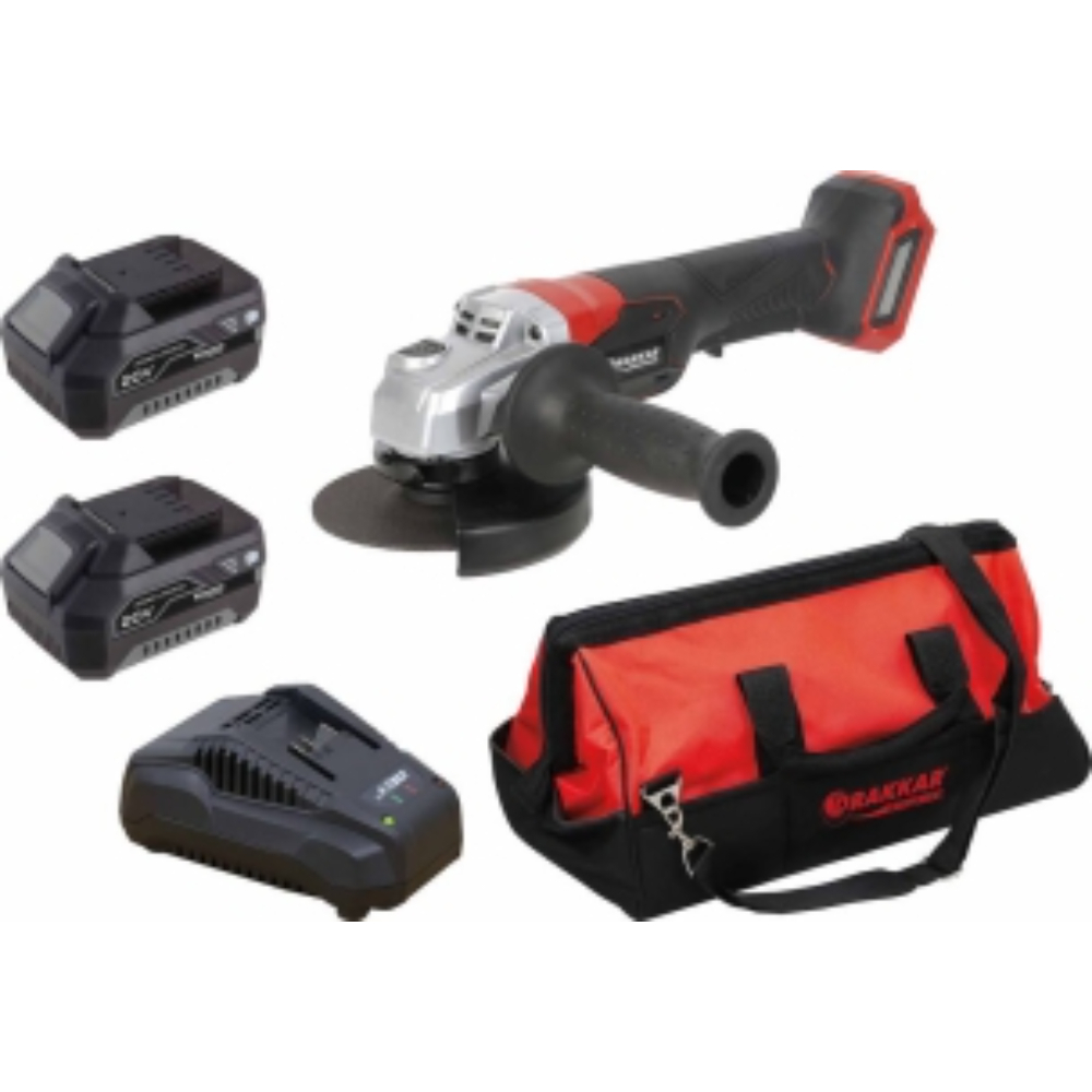 MEULEUSE D'ANGLE 125MM 20V BRUSHLESS AVEC 2 BAT 4AH LI-ION + CHARGEUR + SAC - DRAKKAR EQUIPEMENT - 55894