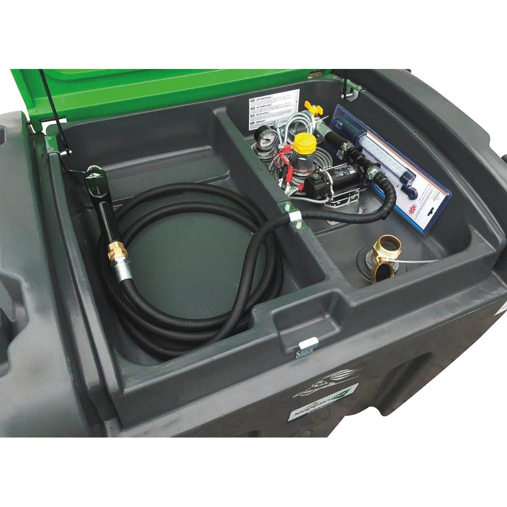 Cuve de ravitaillement gasoil PE 900L avec kit pompe à gasoil 12V 50 l/min et pistolet automatique et capot KINGSPAN - 56010