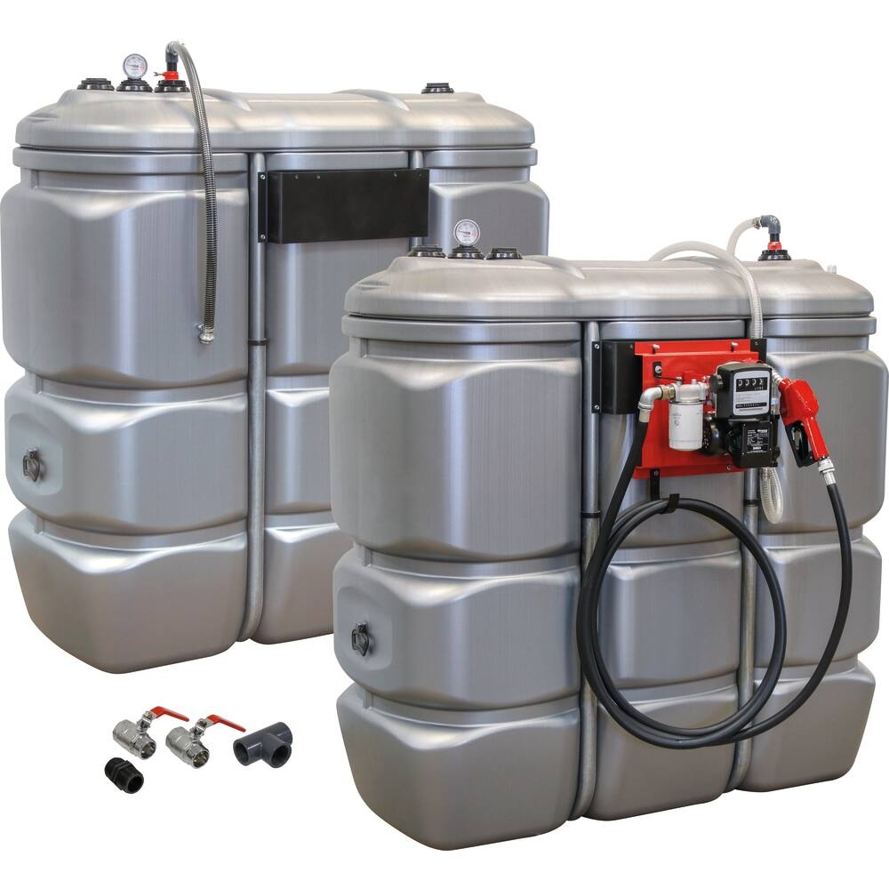 Kit de 2 cuves de stockage gasoil PEHD 1500L double paroi DRAKKAR - 56040