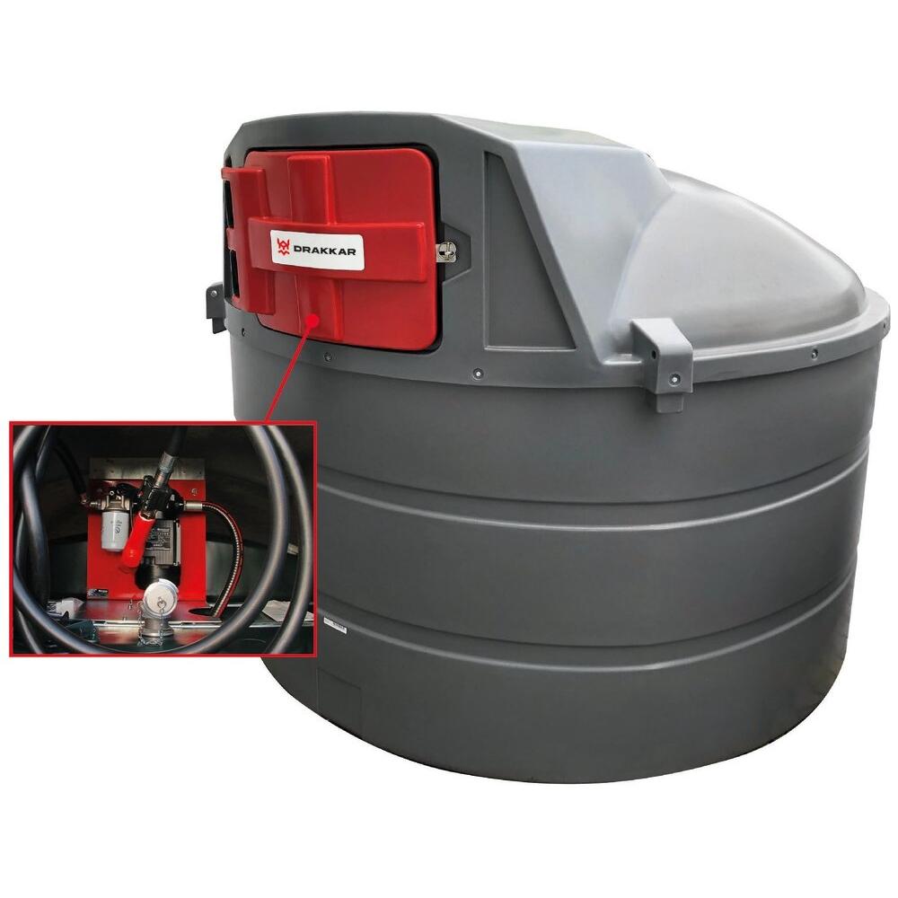 Cuve de stockage gasoil PEHD 5000L DP avec armoire intégrée pour station à gasoil 230V 100 l/min pistolet automatique/compteur/filtre DRAKKAR EQUIPEMENT - 56044