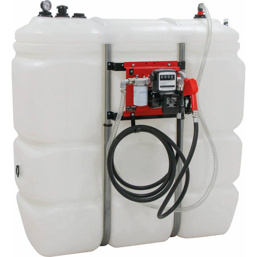 Cuve de stockage fuel PEHD 1500L DP avec kit station gasoil 230V 60 l/min, pistolet automatique, compteur, filtre - Usage intérieur DRAKKAR - 56056