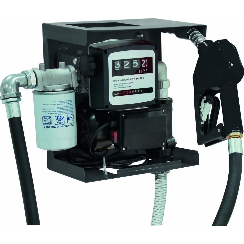 Pompe à gasoil 230V 50 l/min avec pistolet automatique/volucompteur/filtre - station murale STILKER - 56130